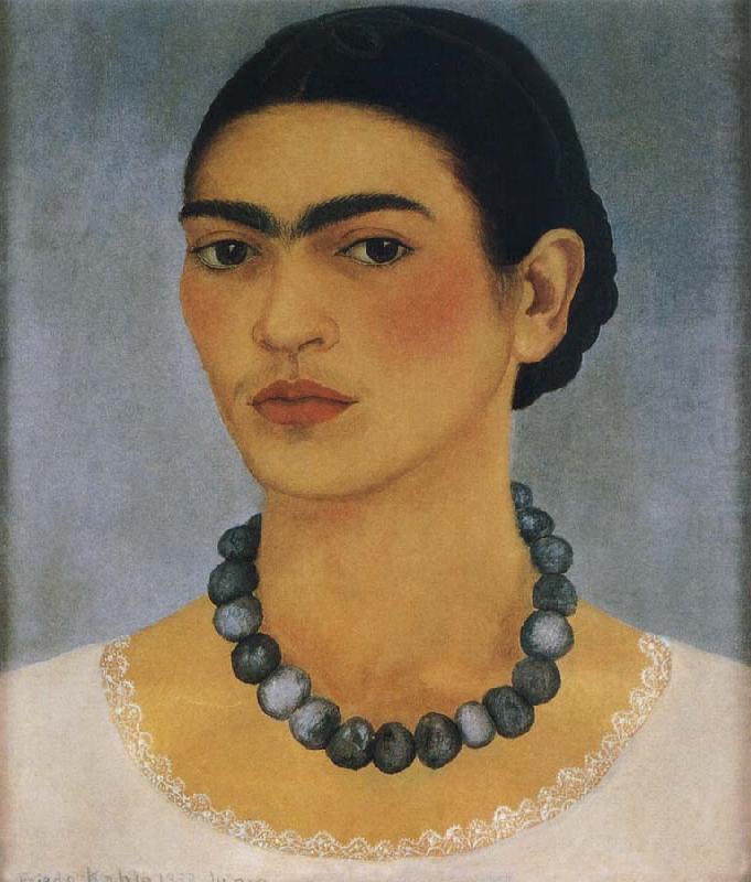 Frida Kahlo The self-portrait of wore the necklace china oil painting image